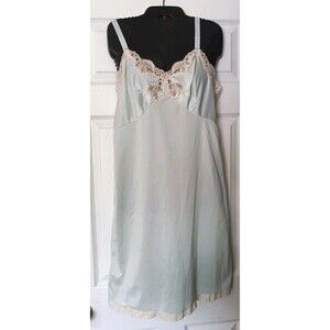 Vintage Wonder Maid Slip Dress Sz 36 Soft Mint Green Lace Trim Coquette Fairy